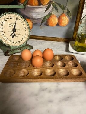 Wooden Egg Holder Tray - Natural Brown